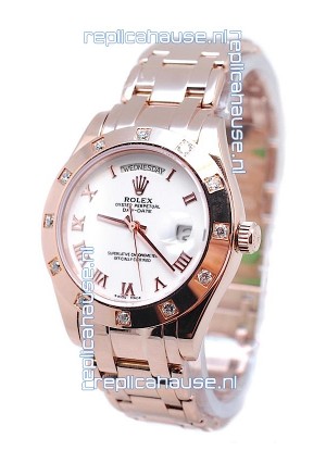 Rolex Day Date Rose Gold Swiss Replica Watch in Diamond Bezel