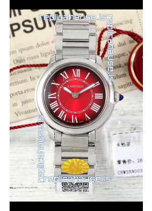 Cartier Ronde Must 29MM Swiss Quartz Red Dial 1:1 Mirror Swiss Replica Watch 