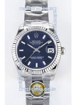 Rolex Super Clone Datejust ETA 2688 Movement 31MM Stainless Steel Blue Dial Watch 