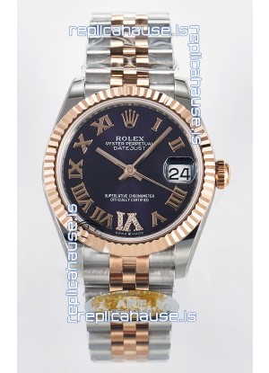 Rolex Super Clone Datejust ETA 2688 Movement 31MM Two Tone Rose Gold Swiss Purple Dial
