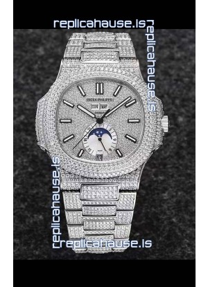 Patek Philippe Nautilus 5726A 1:1 Mirror Swiss Watch - Diamonds Casing/Dial
