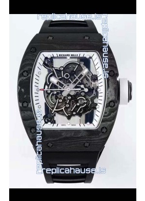 Richard Mille RM055 Forged Carbon Casing 1:1 Mirror Replica Watch in Black Strap 