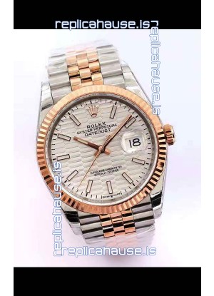 Rolex Datejust Fluted-Motif Dial 41MM Cal.3135 Movement Swiss Replica Watch in 904L Two Tone Casing