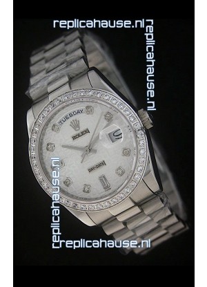 Rolex Day Date Just swiss Replica Silver White Watch