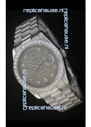 Rolex Day Date Just swiss Replica Watch in Printed Grey Dial