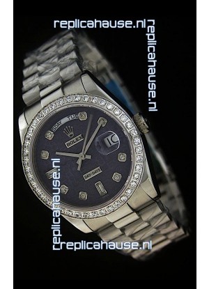 Rolex Day Date Just swiss Replica Watch in Printed Purple Dial