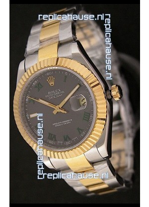 Rolex Day Date Just swiss Replica Two Tone Gold Watch in Grey Dial