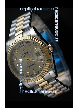 Rolex Day Date Just swiss Replica Two Tone Gold Watch in Golden Dial