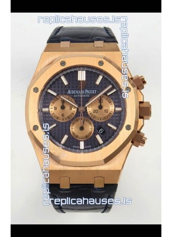 Royal Oak Chrono 26331 Rose Gold Blue Dial Super Clone Watch 