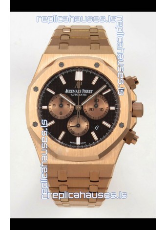 Royal Oak Chrono 26331 Rose Gold Brown Dial Super Clone Watch 