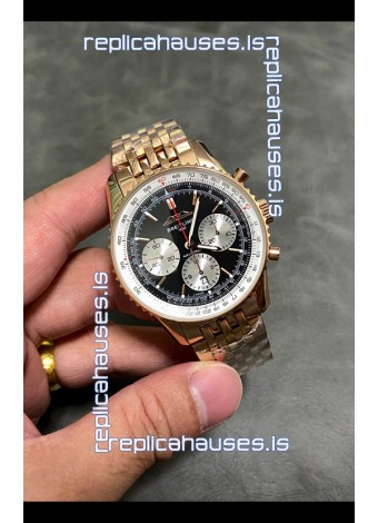 Breitling Navitimer B01 43MM Rose Gold Black Dial Super Clone Watch 