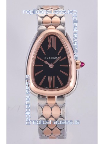 Serpenti Seduttori Black Dial Two Tone Rose Gold Casing Super Clone Watch
