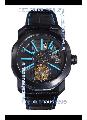 Bvlgari Octo Roma PVD Titanium Watch in Blue Hour Markers Super Clone Watch 