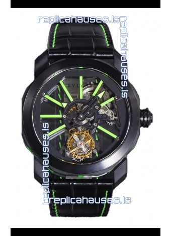 Bvlgari Octo Roma PVD Titanium Watch in Green Hour Markers Super Clone Watch 