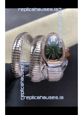 Serpenti Tubogas Double Spiral Green Dial Two Tone Super Clone Watch 