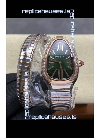 Serpenti Two Tone Green Dial Super Clone Replica Watch