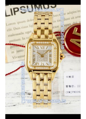 PANTHERE de Cartier 22mm Diamonds Dial Yellow Gold Super Clone Watch