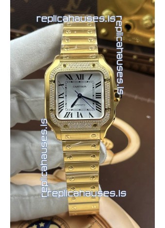 Santos De Cartier 35MM Yellow Gold Super Clone Edition Watch 