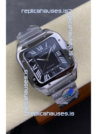 Cartier Santos De Cartier 904L Steel Black Dial Super Clone Replica 40MM Watch