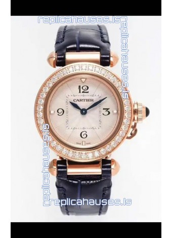 Pasha De Cartier Rose Gold Casing Watch 30MM Super Clone Watch 