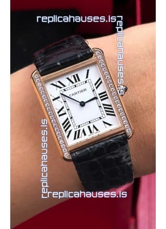 Cartier Tank Solo 27mm Rose Gold Swiss Quartz Super Clone Watch 