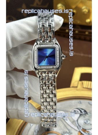Cartier Panthere 22MM Steel Casing in Blue Dial Super Clone Watch 