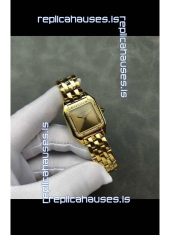 PANTHERE de Cartier 27MM Gold Diamonds Dial Super Clone Watch 