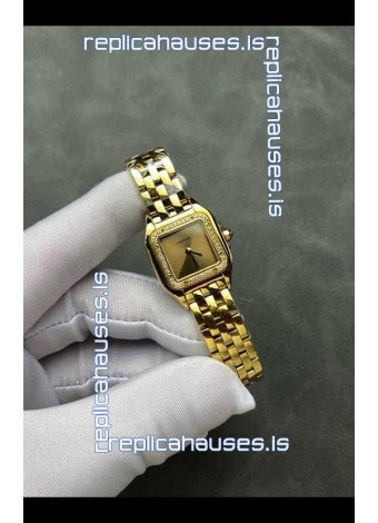 PANTHERE de Cartier 22MM Gold Dial Diamonds Super Clone Watch 