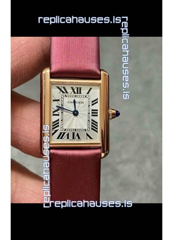 Cartier Tank Louis 22MM Swiss Quartz Movement Pink Strap Gold Case