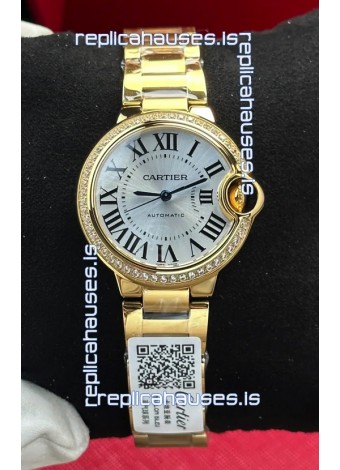 Ballon De Cartier Automatic 33MM Yellow Gold Super Clone Watch 