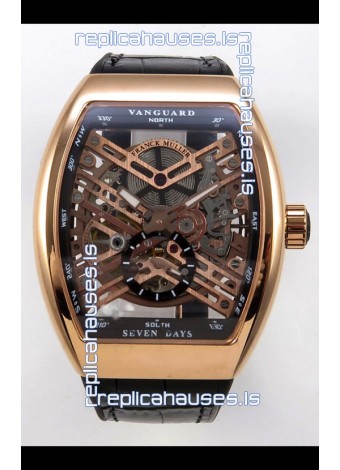 Franck Muller V45 Tourbillon Skeleton Rose Gold Super Clone Watch 