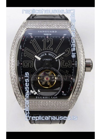 Franck Muller V45 Tourbillon Stainless Steel Diamonds Super Clone Watch 