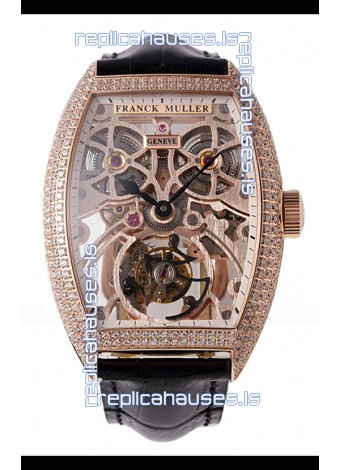 Franck Muller Fast Tourbillon Rose Gold Diamonds Super Clone Watch 