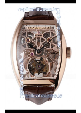 Franck Muller Fast Tourbillon Rose Gold Brown Strap Super Clone Watch 
