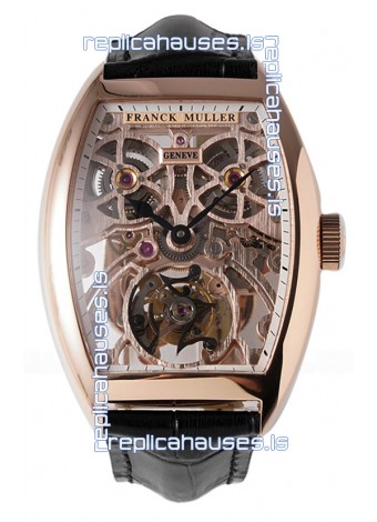 Franck Muller Fast Tourbillon Rose Gold Black Strap Super Clone Watch 