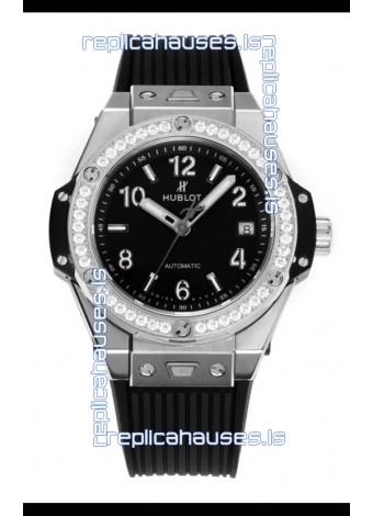 Hublot Big Bang One Click moissanite Bezel Super Clone Watch Black Dial