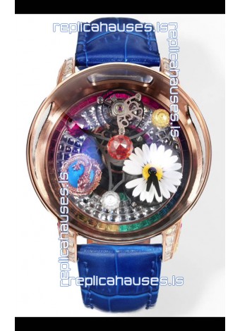 Jacob & CO Astronomia G-Dragon Rose Gold Blue Strap Tourbillon Swiss Replica Watch