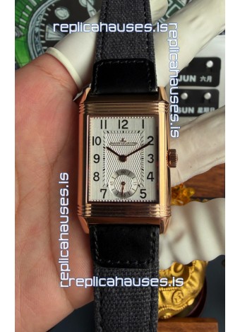 Jaeger-LeCoultre Reverso Tribute Duoface Rose Gold White & Grey Dial Super Clone Watch 