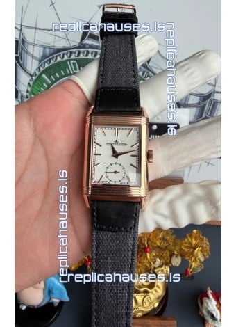 Jaeger-LeCoultre Reverso Tribute Duoface Rose Gold White & Black Dial Super Clone Watch 