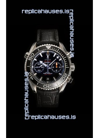 Omega Speedmaster Planet Ocean Black Dial Leather Strap Super Clone Watch 