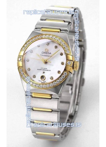 Omega Constellation 29MM Two Tone Yellow Gold White Dial Automatic Super Clone Watch 
