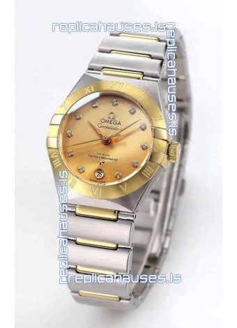 Omega Constellation 29MM Two Tone Yellow Gold Dial Automatic Super Clone Watch 
