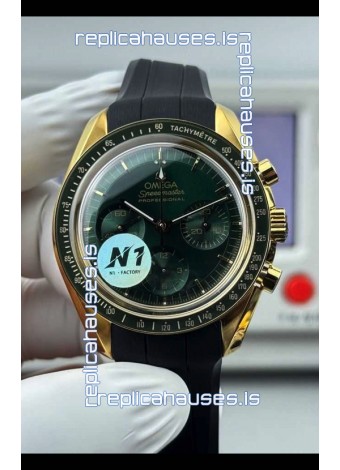 Omega Speedmaster Moonwatch Yellow Gold Green Dial 42MM Super Clone Watch 