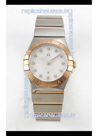 Omega Constellation 28MM Two Tone Rose Gold Pearl Dial QUARTZ Super Clone Watch 