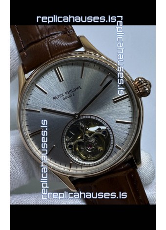 Patek Philippe Japanese Tourbillon Rose Gold Grey Dial Japanese Replica Watch 
