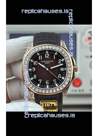 Patek Philippe Aquanaut 5167 Brown Dial Diamonds Bezel Super Clone Watch 