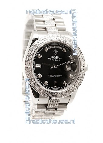 Rolex Day Date Silver Swiss Mens Watch