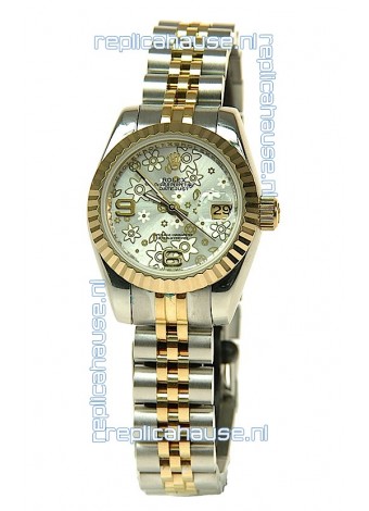 Rolex Datejust Floral Motif Ladies Swiss Replica Watch