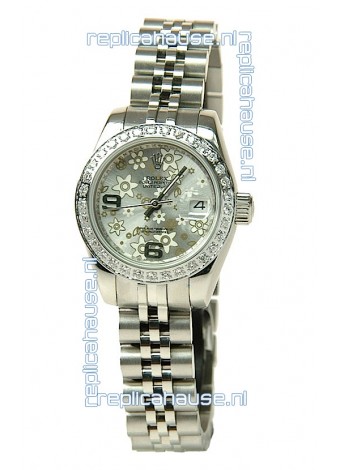 Rolex Datejust Floral Motif Ladies Swiss Replica Watch