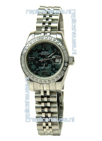 Rolex Datejust Floral Motif Ladies Swiss Replica Watch